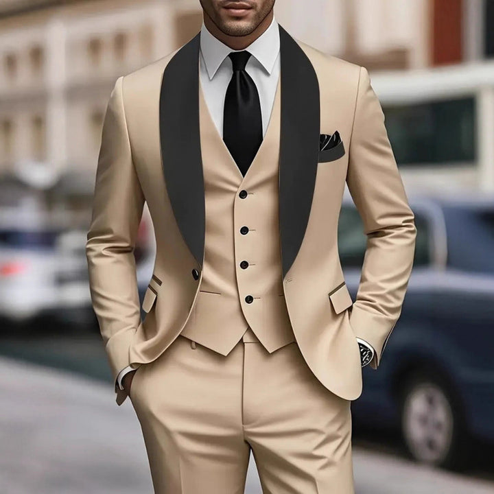 Men's elegant suit with slim fit and luxurious satin lapel Lisslune