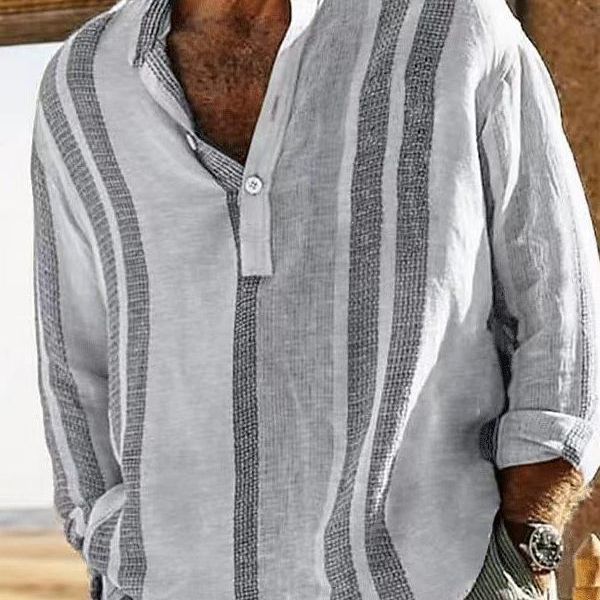 Men's long-sleeve shirt with textured fabric pattern and relaxed fit Lisslune
