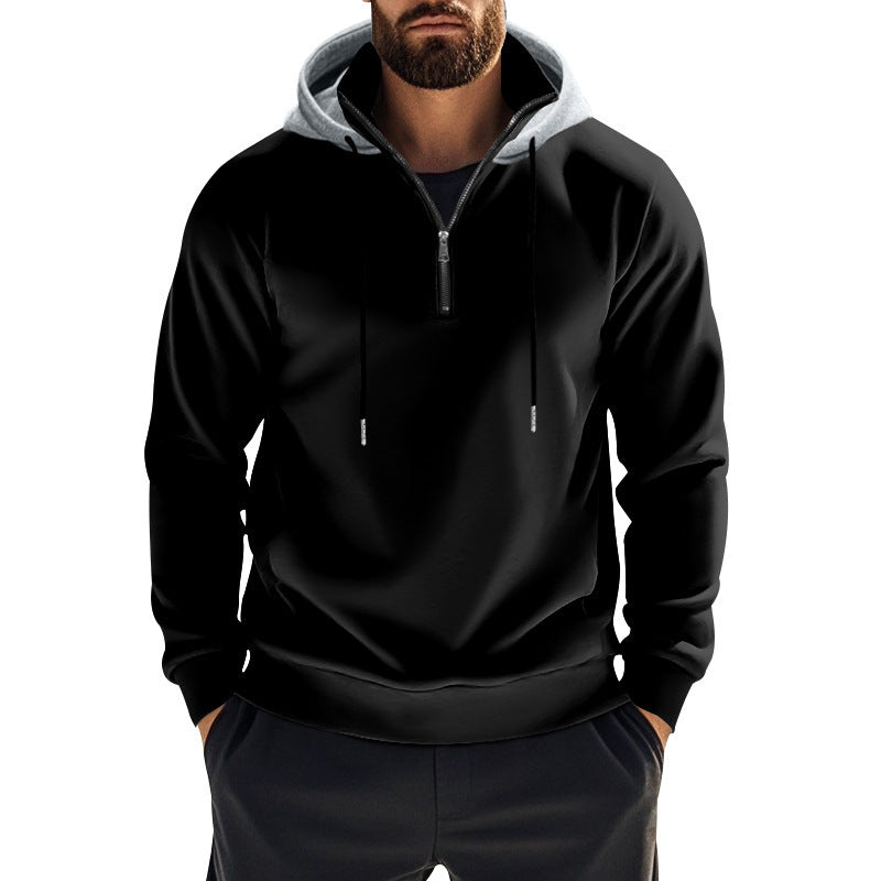 Men's sporty hoodie with zipper and contrasting sleeves Lisslune
