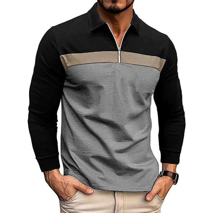 Men's Sporty Long Sleeve Shirt with Zipper Lisslune