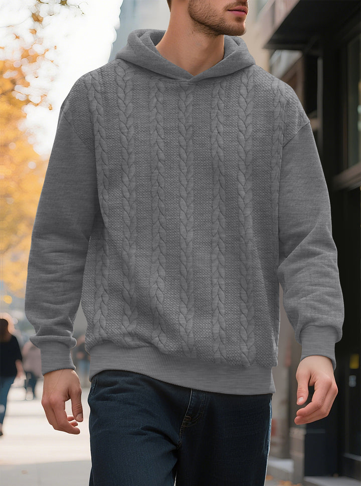 Men's hoodie with textured knit pattern and fashionable accents Lisslune