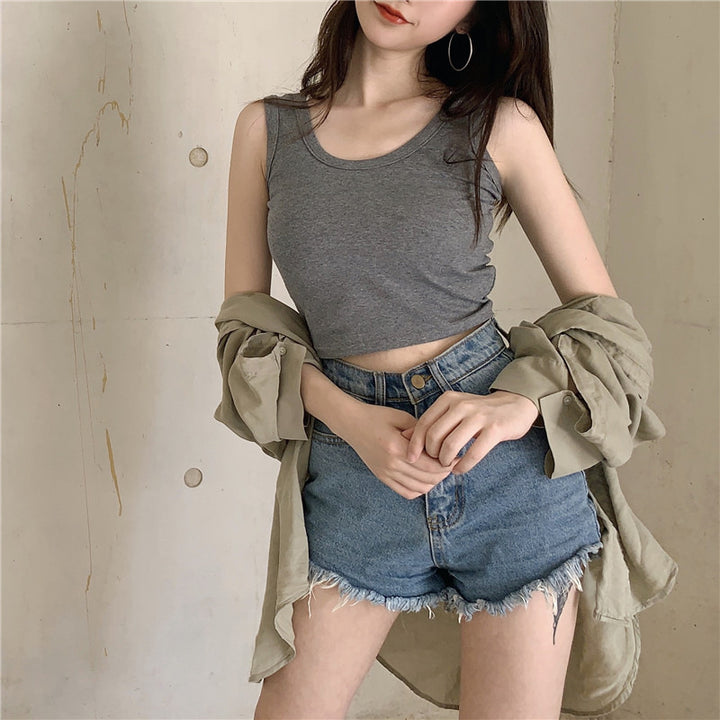 Women's crop top made of breathable cotton with a slim fit Lisslune