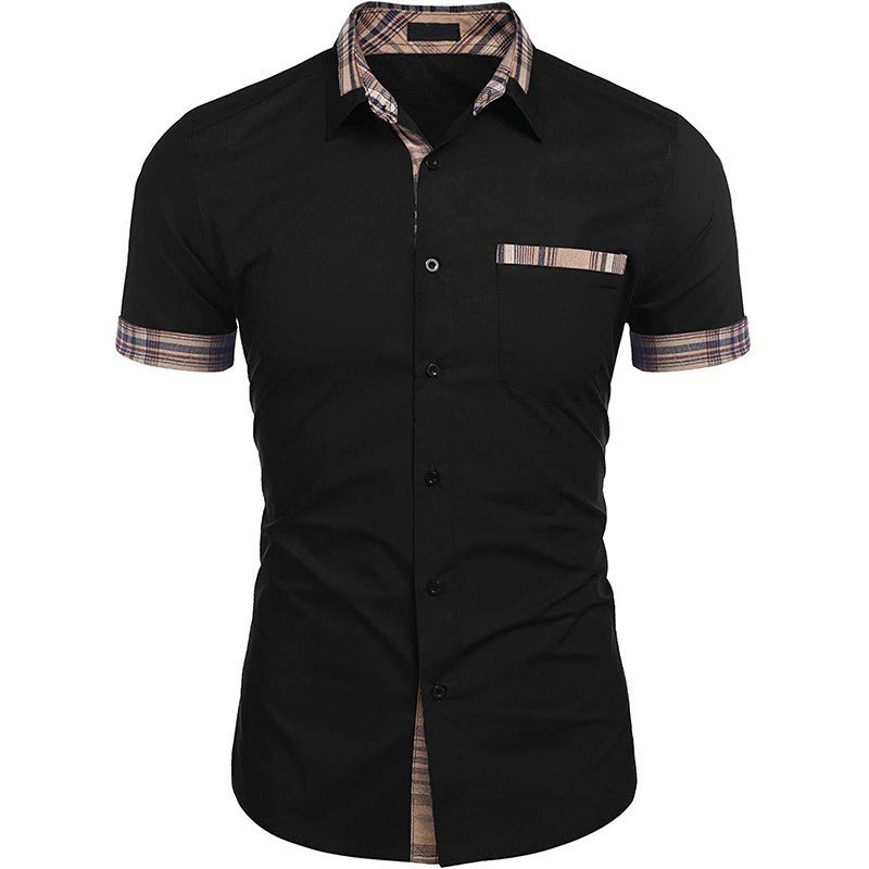 Men's short-sleeve shirt with modern check pattern and chest pocket Lisslune