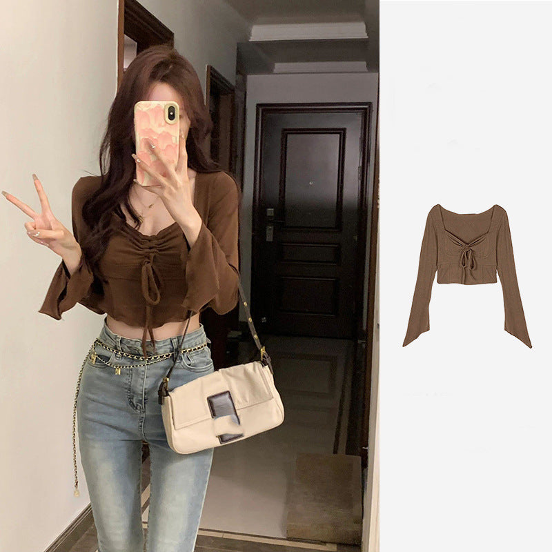 Women's Cropped Top with Refined Knot and Wide Sleeve Lisslune