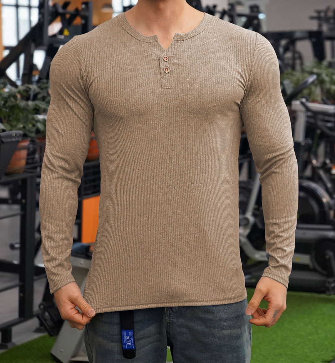 Men's long sleeve shirt with textured design and button placket Lisslune