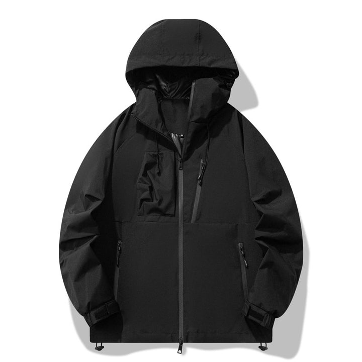 Men's water-repellent outdoor jacket with adjustable hood and functional zip pockets Lisslune