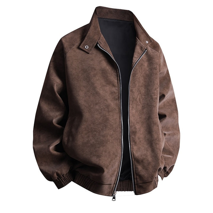 Men's stylish synthetic leather jacket in a modern design with elastic cuffs Lisslune
