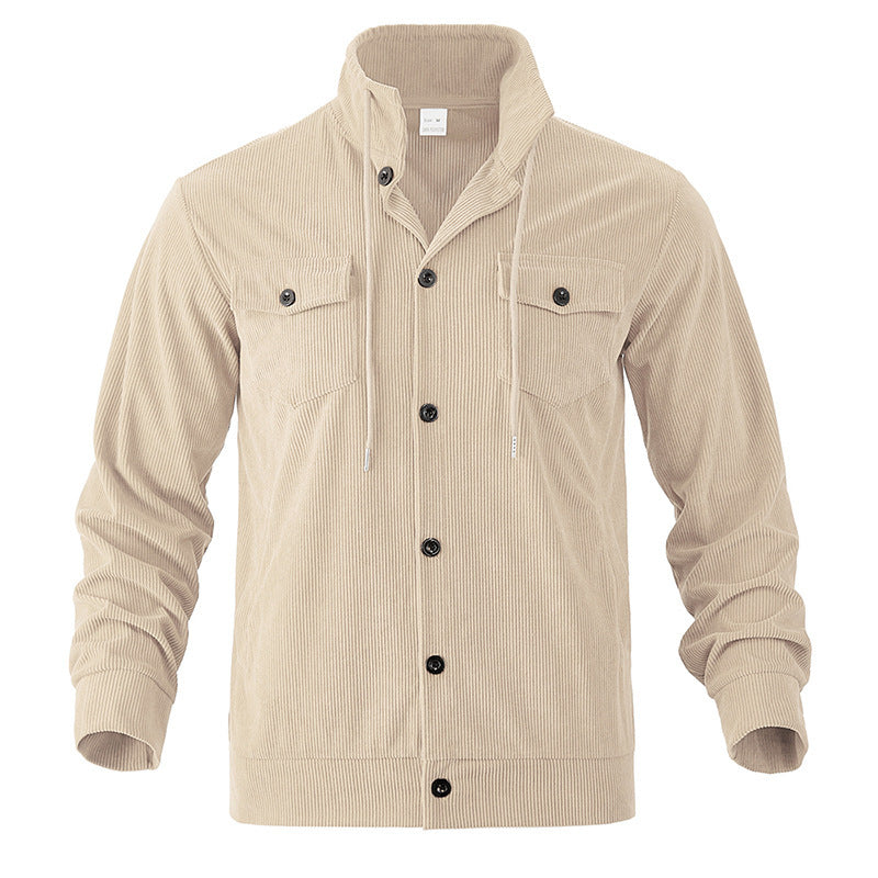 Men's stylish cord jacket with adjustable collar and practical chest pockets Lisslune