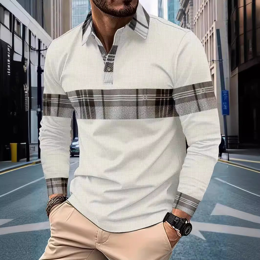 Men's long-sleeve shirt with modern check design and elegant details Lisslune
