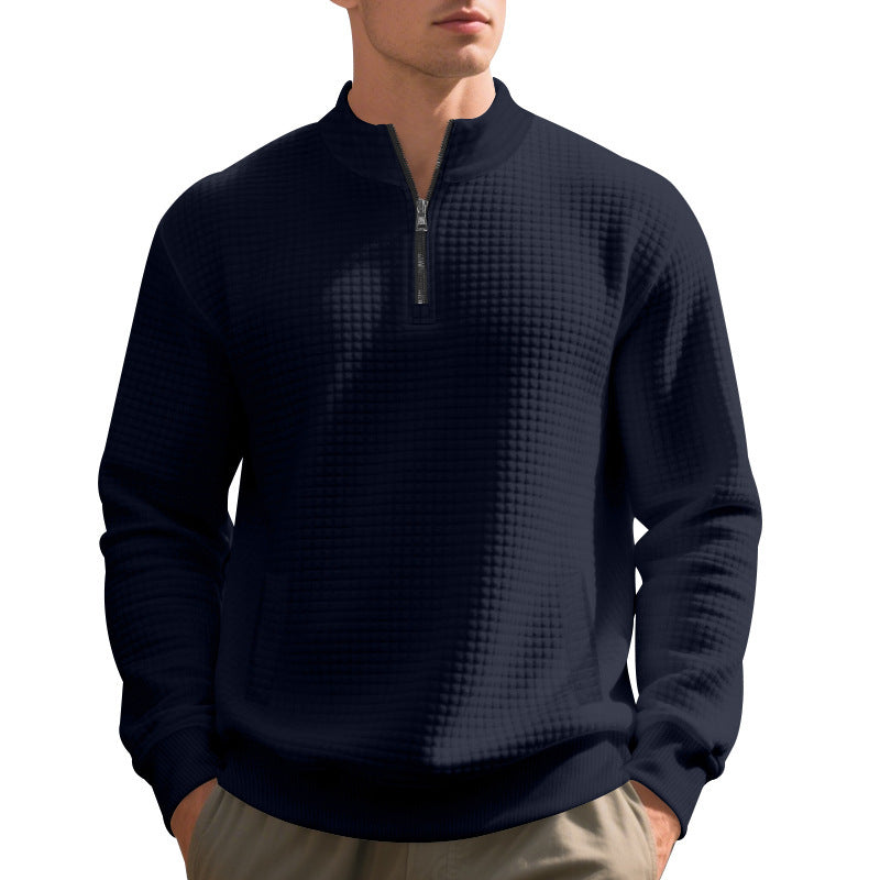 Men's quilted sweater with modern collar and practical pockets Lisslune