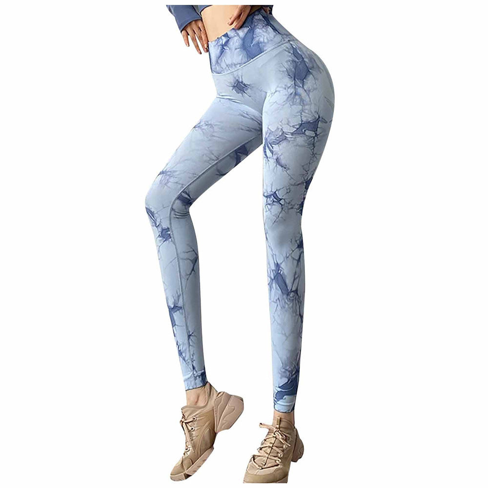 Women High-Waist Leggings with trendy tie-dye pattern and figure-flattering cut Lisslune