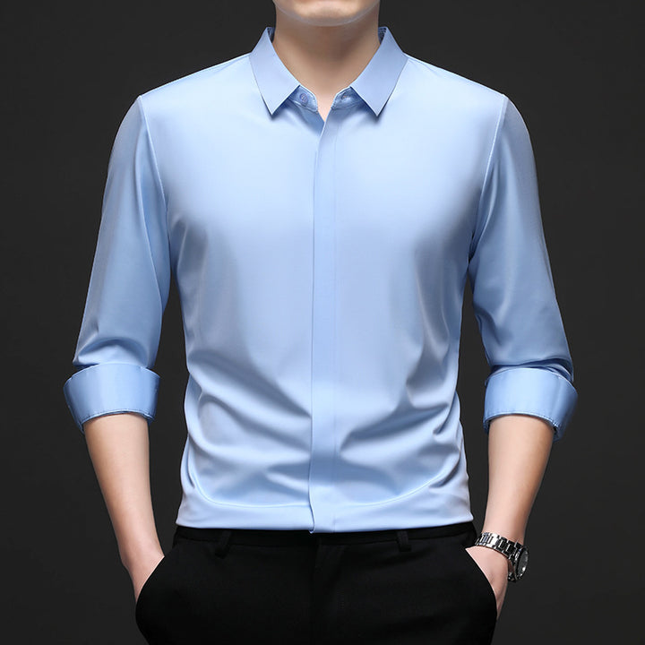 Men's Elegant Long Sleeve Shirt with Modern Cut and Breathable Surface Lisslune