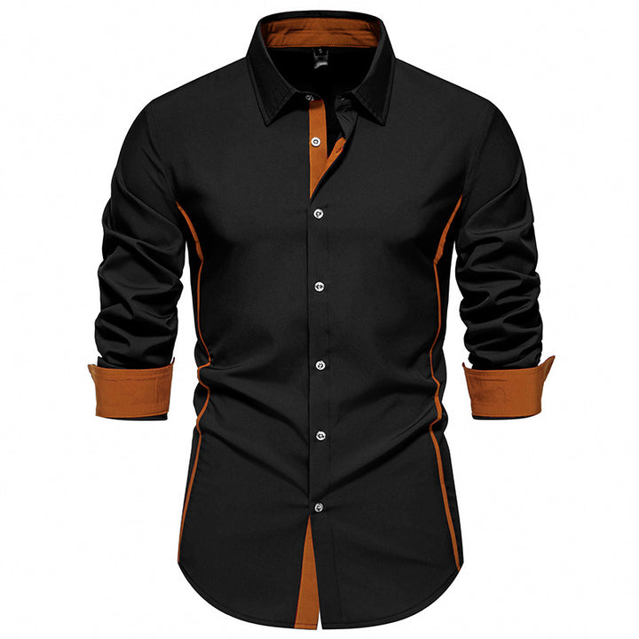 Men's fashionable long-sleeve shirt with stylish contrast details Lisslune