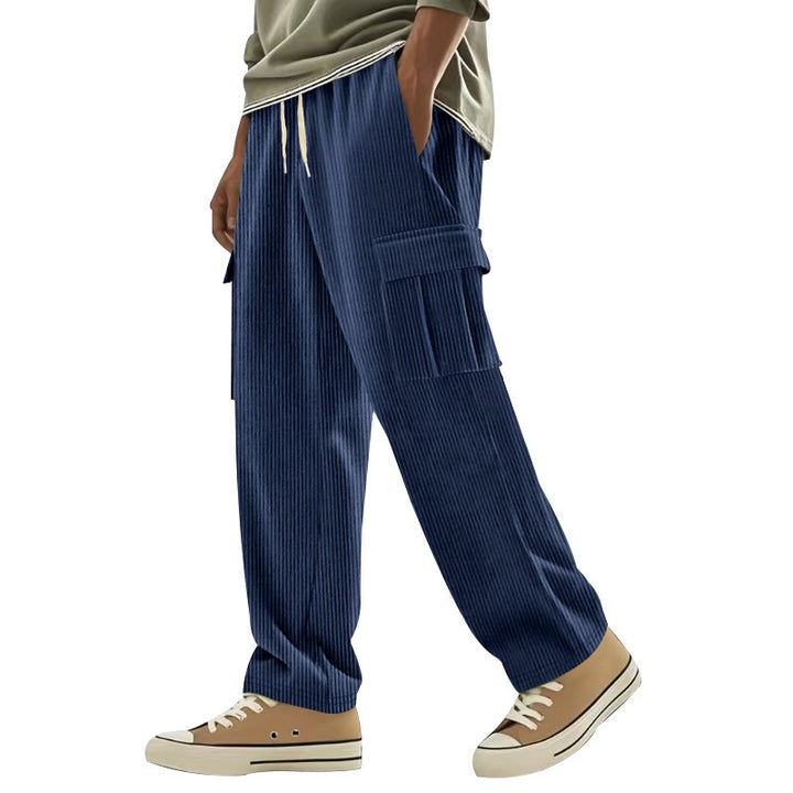 Men's Comfortable Cargo Pants with Elastic Waistband and Practical Side Pockets Lisslune