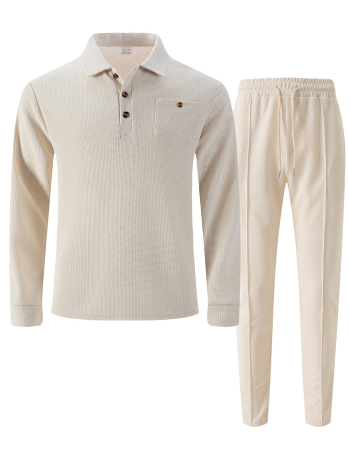 Men's leisure suit with modern structured design and practical button placket Lisslune
