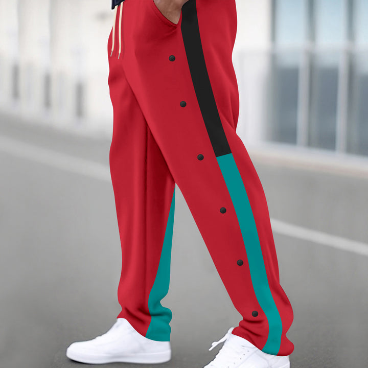 Men's sporty training pants with side snap buttons and elastic waistband Lisslune