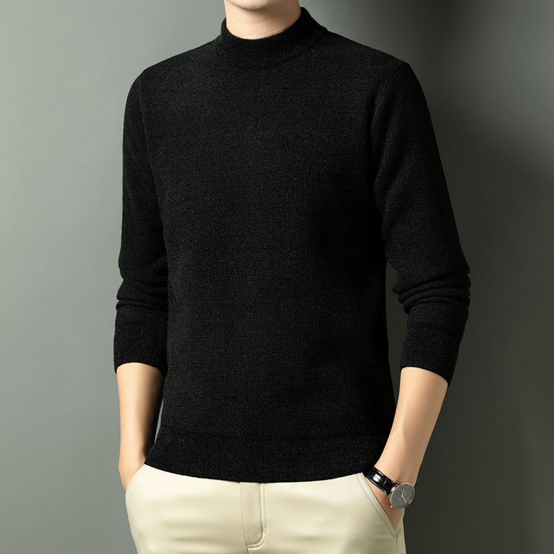 Men's Fine Knit Sweater with High Collar Lisslune