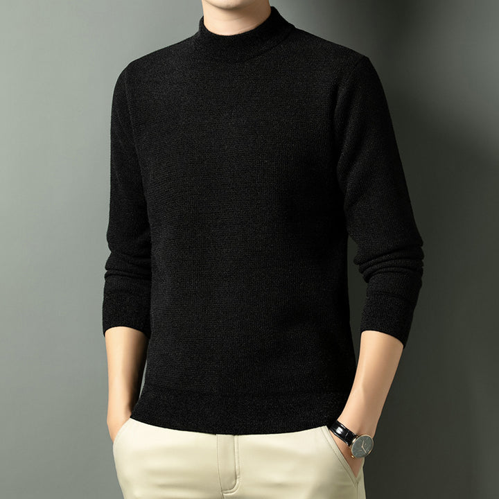 Men's Fine Knit Sweater with High Collar Lisslune