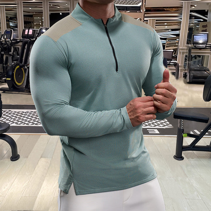 Men's Functional Thermal Long Sleeve Shirt with Zipper Lisslune