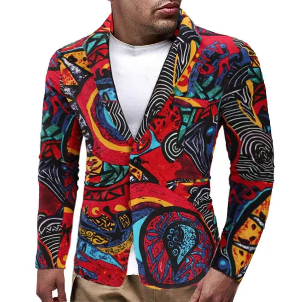 Men's stylish blazers with colorful graphic design Lisslune