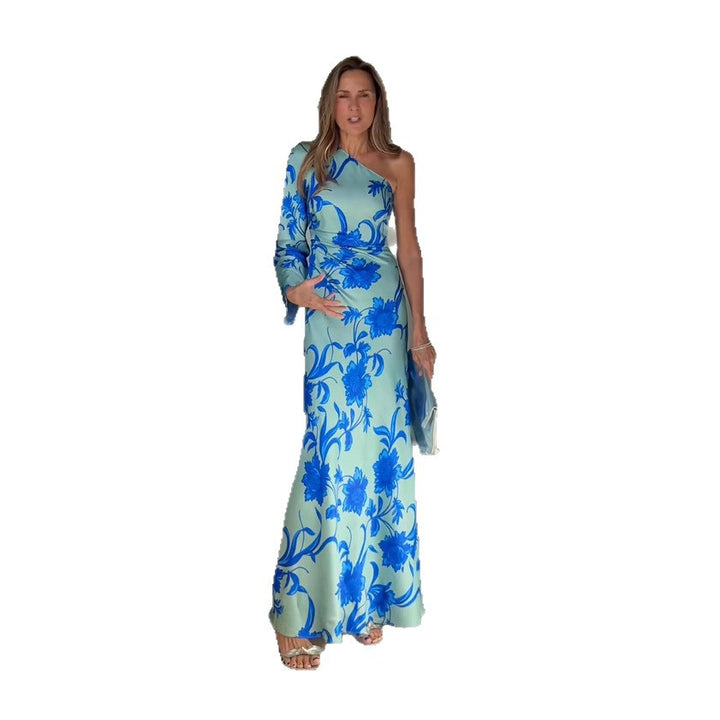 Women's sheath dress with asymmetrical cut and floral details Lune London