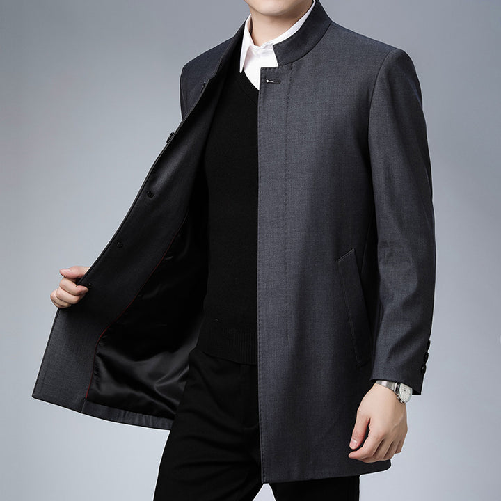Men's Stylish Coat with Modern Buttons and High Collar Lisslune