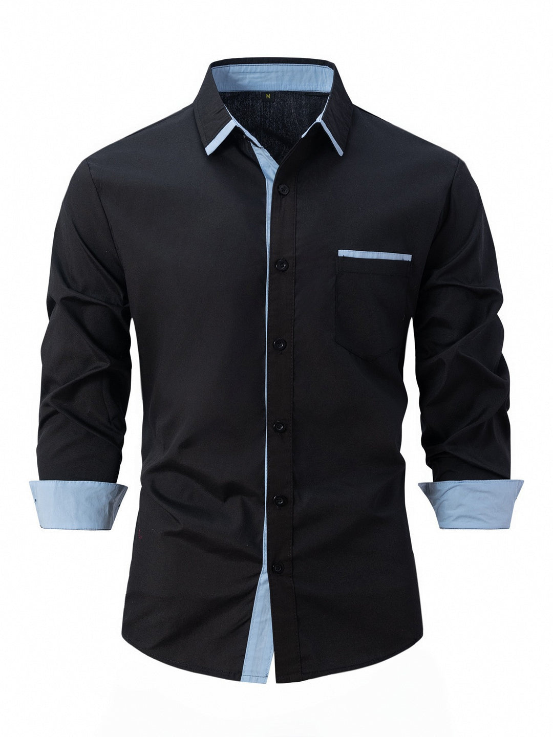 Men's long-sleeve shirt with modern contrasting collar and elegant button placket Lisslune