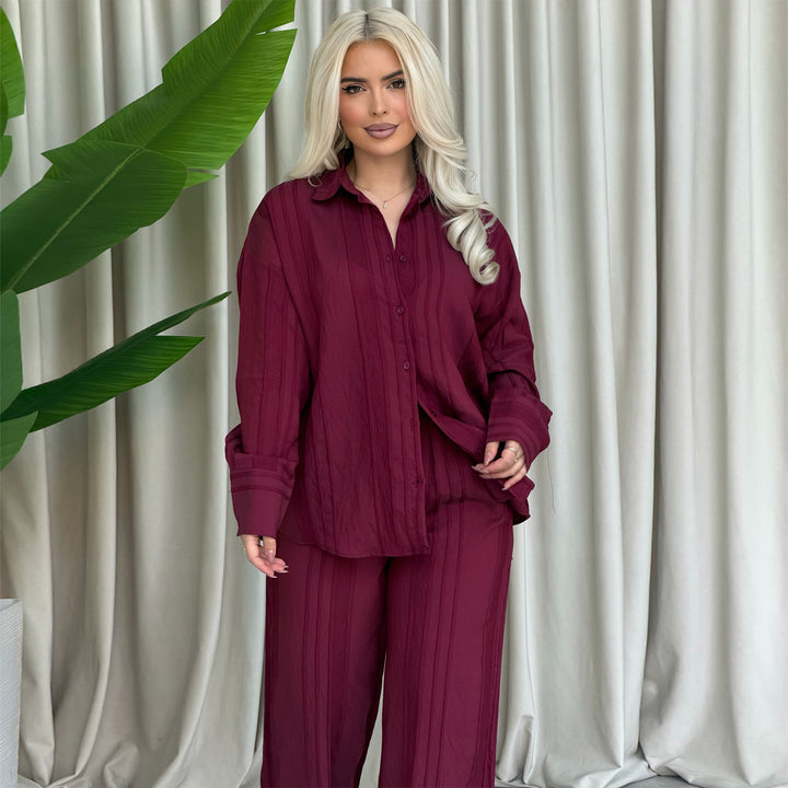 Women's casual blouse set with wide-cut pants Lisslune