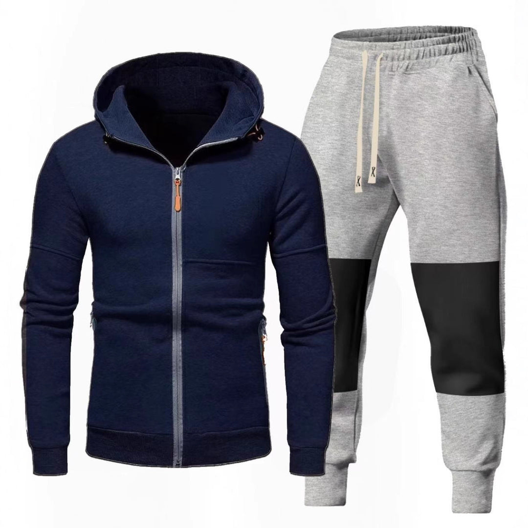 Men's Sports Hoodie and Jogging Pants Set with Functional Zipper Pockets Lisslune