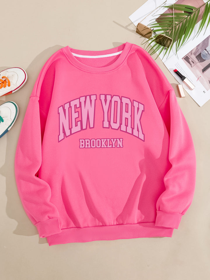 Women's casual sweater with striking NYC print Lisslune