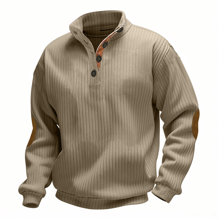 Men's casual knitted sweater with collar and fashionable elbow patches Lisslune