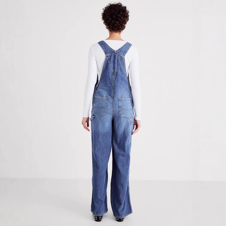 Women's denim overalls with wide leg and adjustable straps Lisslune