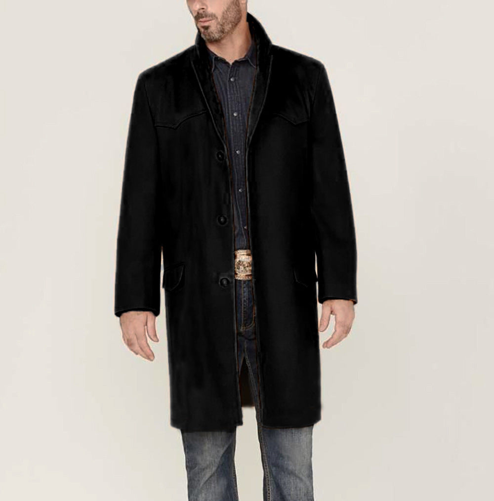 Men's elegant long coat in classic western style with high-quality details Lisslune