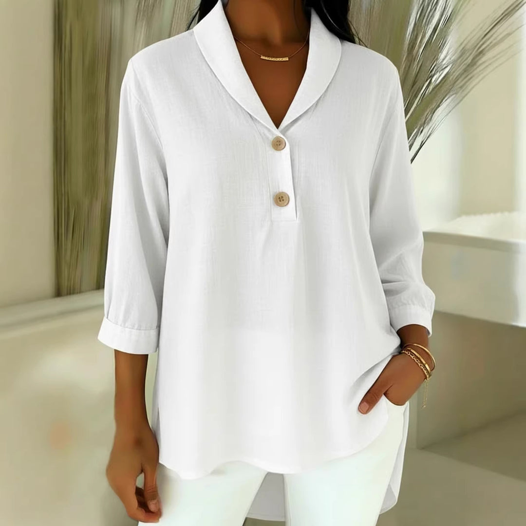 Damen Elegantes Hemd mit modernem Kragen und Knopfdetails Lisslune