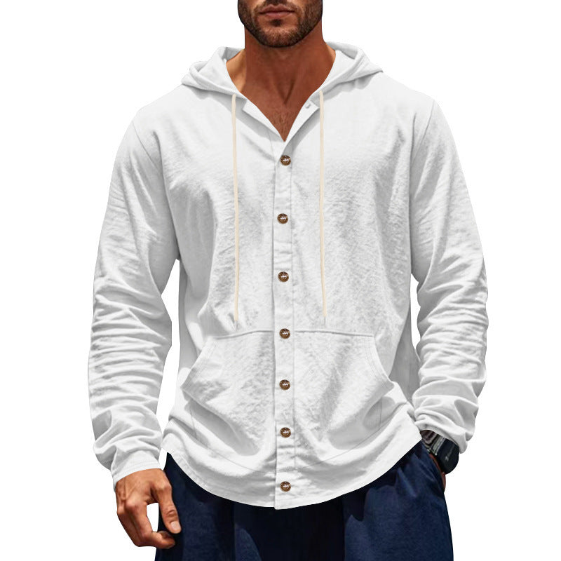 Men's hoodie with button placket and practical pockets Lisslune