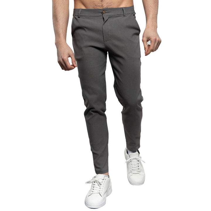 Men's stylish slim-fit suit trousers with modern details Lisslune