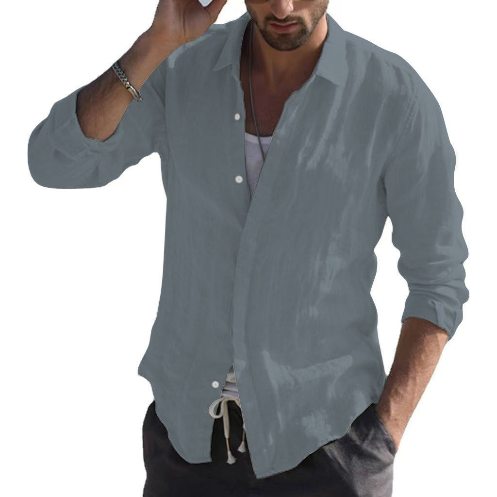 Men's casual linen shirt with a casual cut and breathable texture Lisslune