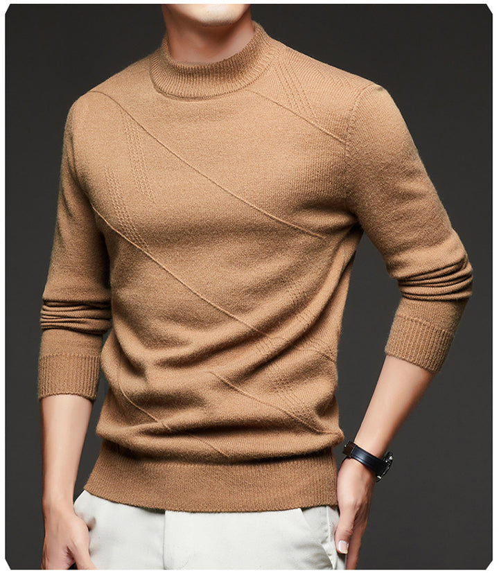 Men's elegant round neck pullover with textured design Lisslune