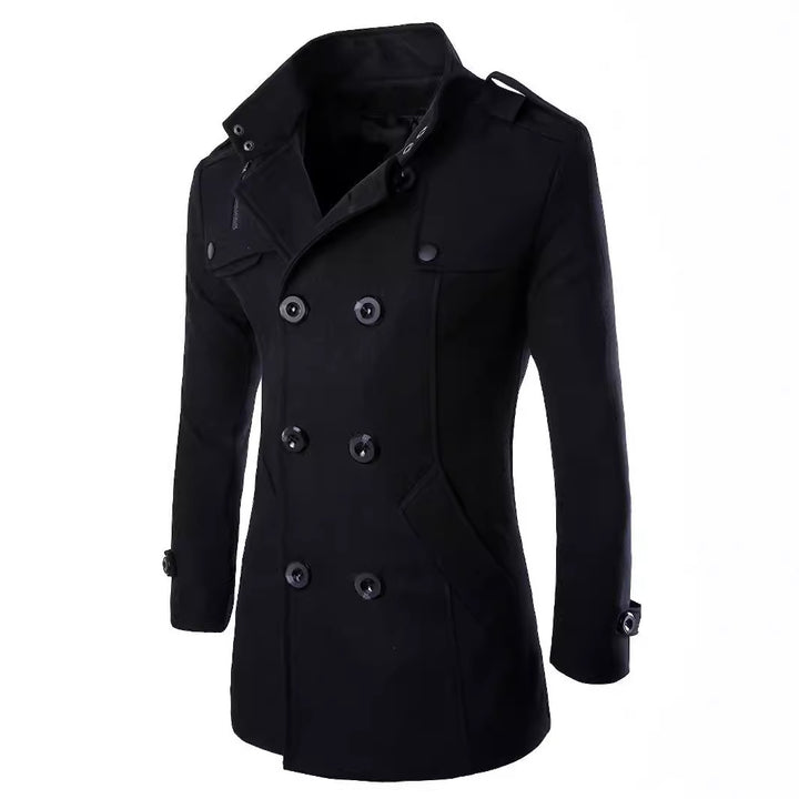 Men's elegant double-breasted coat with modern accents Lisslune