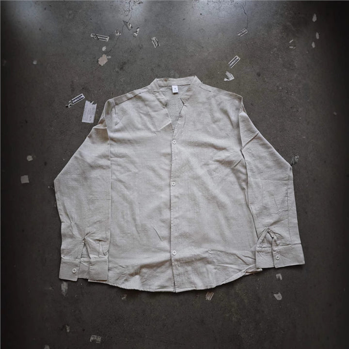 Men's casual linen outfit with button placket and elastic waistband Lisslune