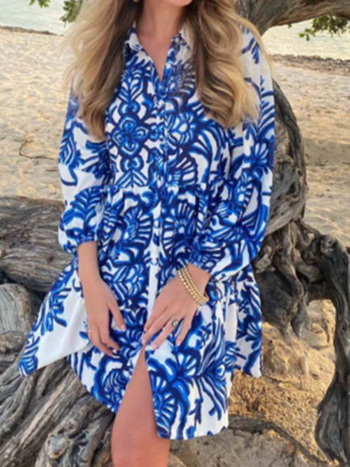 Women's casual shirt dress with voluminous sleeves and full button closure Lisslune