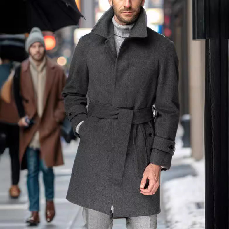 Men's Elegant Wool Trench Coat Lisslune
