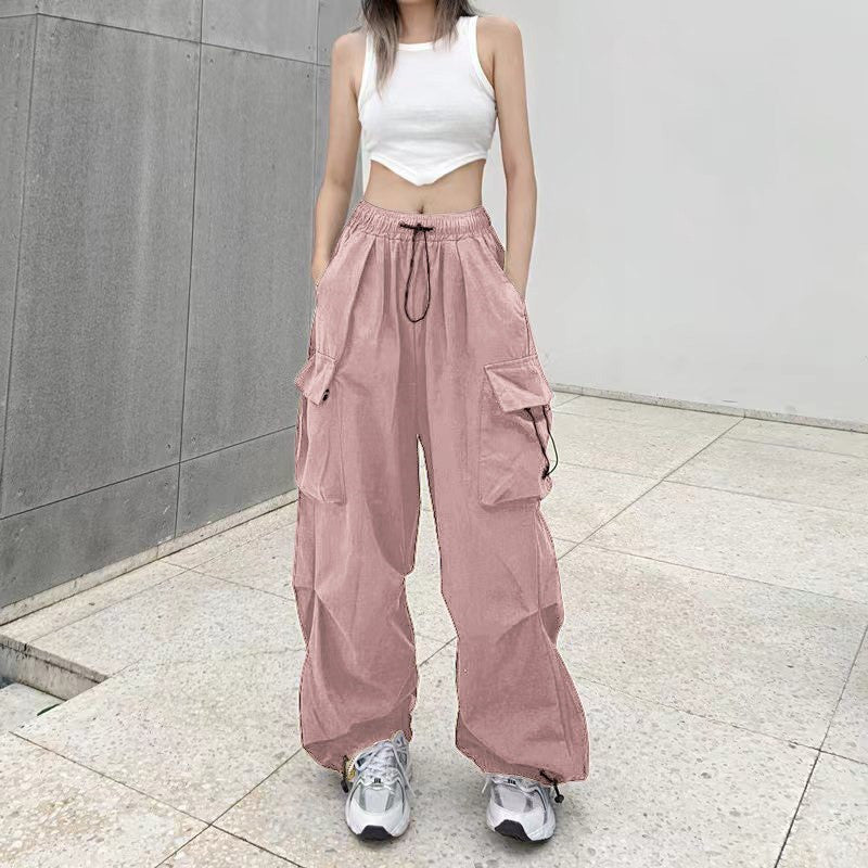 Women's cargo pants with practical side pockets and elastic waistband