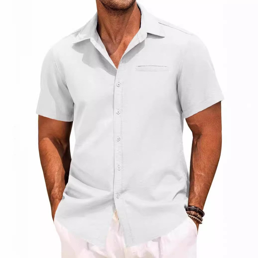 Men's short-sleeve shirt with classic collar and practical chest pocket Lisslune