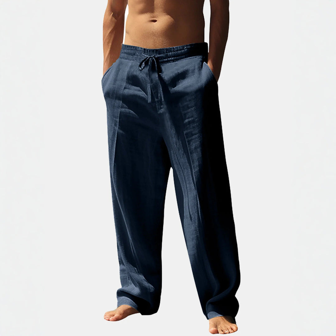 Men's casual linen pants with elastic waist and side pockets Lisslune