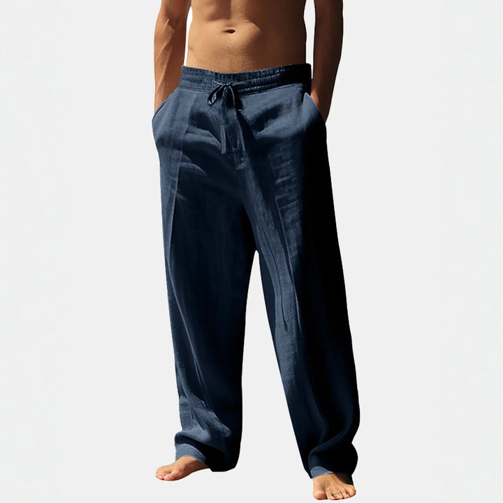 Men's casual linen pants with elastic waist and side pockets Lisslune