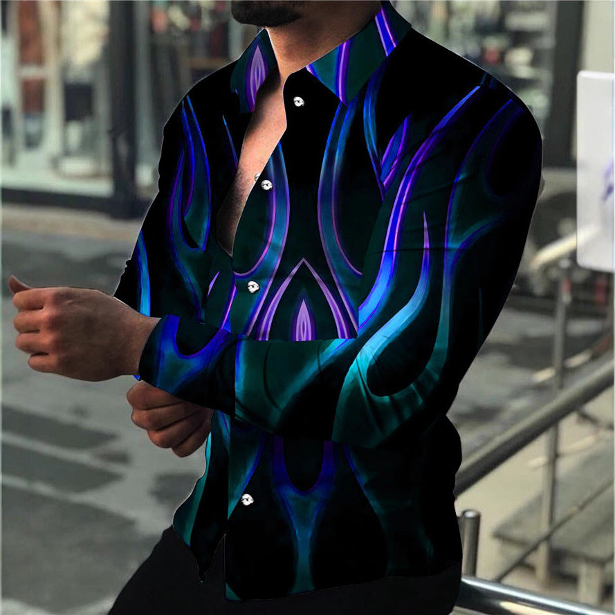 Men's long sleeve shirt with modern neon pattern and tailored fit Lisslune