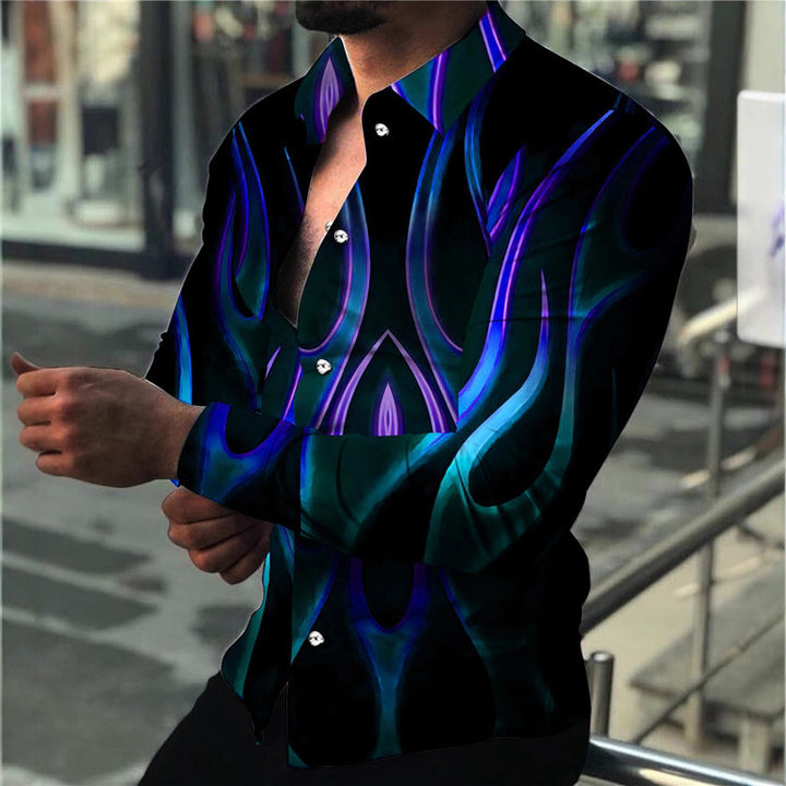 Men's long sleeve shirt with modern neon pattern and tailored fit Lisslune