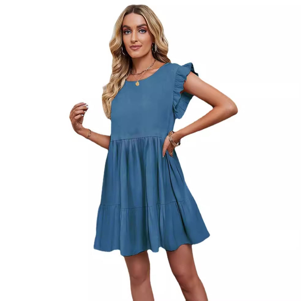 Women's Airy Casual Dress with Ruffle Details and Swing Skirt Lisslune