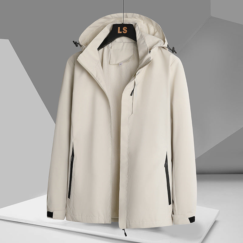 Men's sporty transitional jacket with adjustable hood and water-repellent material Lisslune